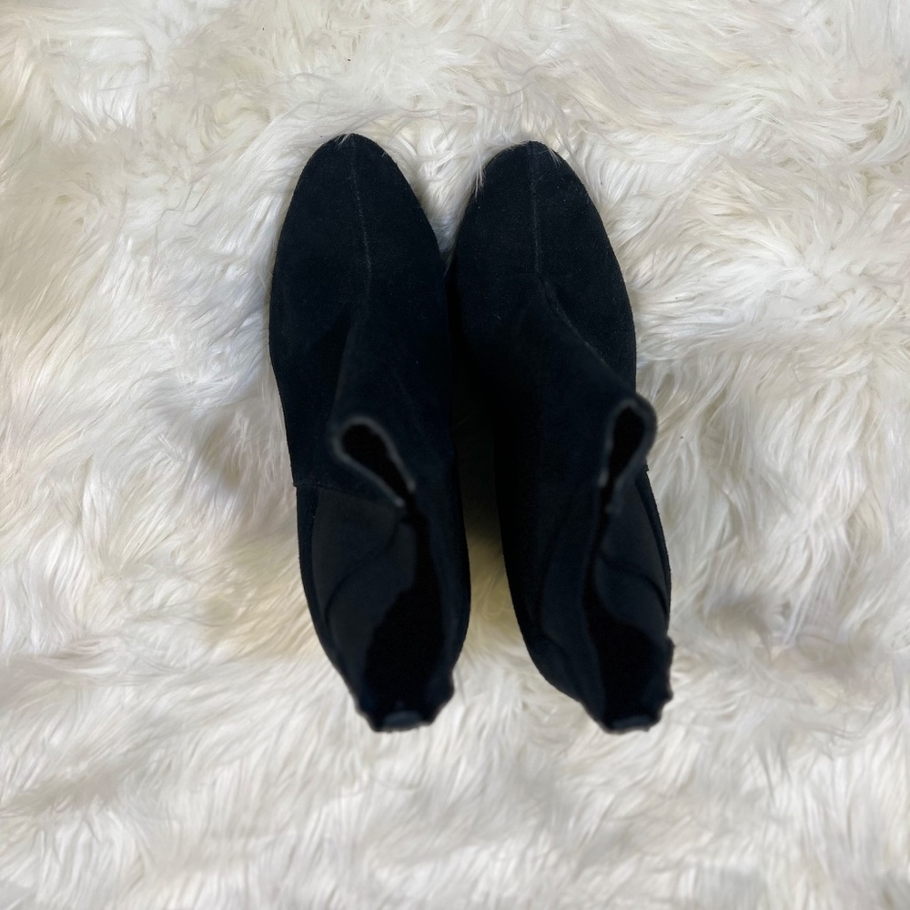 EUC [Tahari] SUEDE Slip On Black Leather Cora Wedge Ankle Boots + Bootie | 7 - Picture 10 of 14